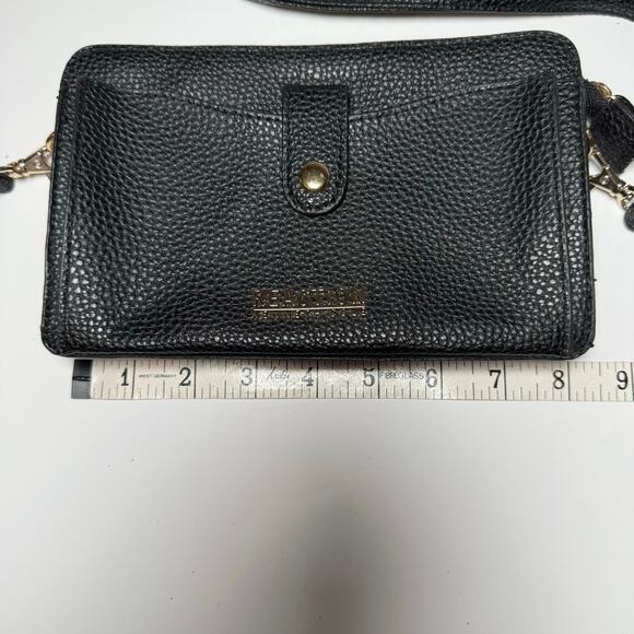 Kenneth Cole Reaction Black Pebbled Faux Leather Crossbody Bag Wristlet Wallet - Picture 11 of 11